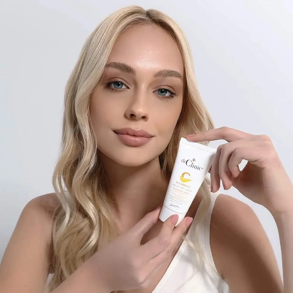 dr.Clinic Vitamin C Facial Day Cream | Moisturizer for Dry Skins | Anti-Aging Skin Cream for Dark Spots and Wrinkles | Acne Spot Treatment All Skin Types | Hyaluronic Acid, Argan Oil, 1.69Fl.Oz